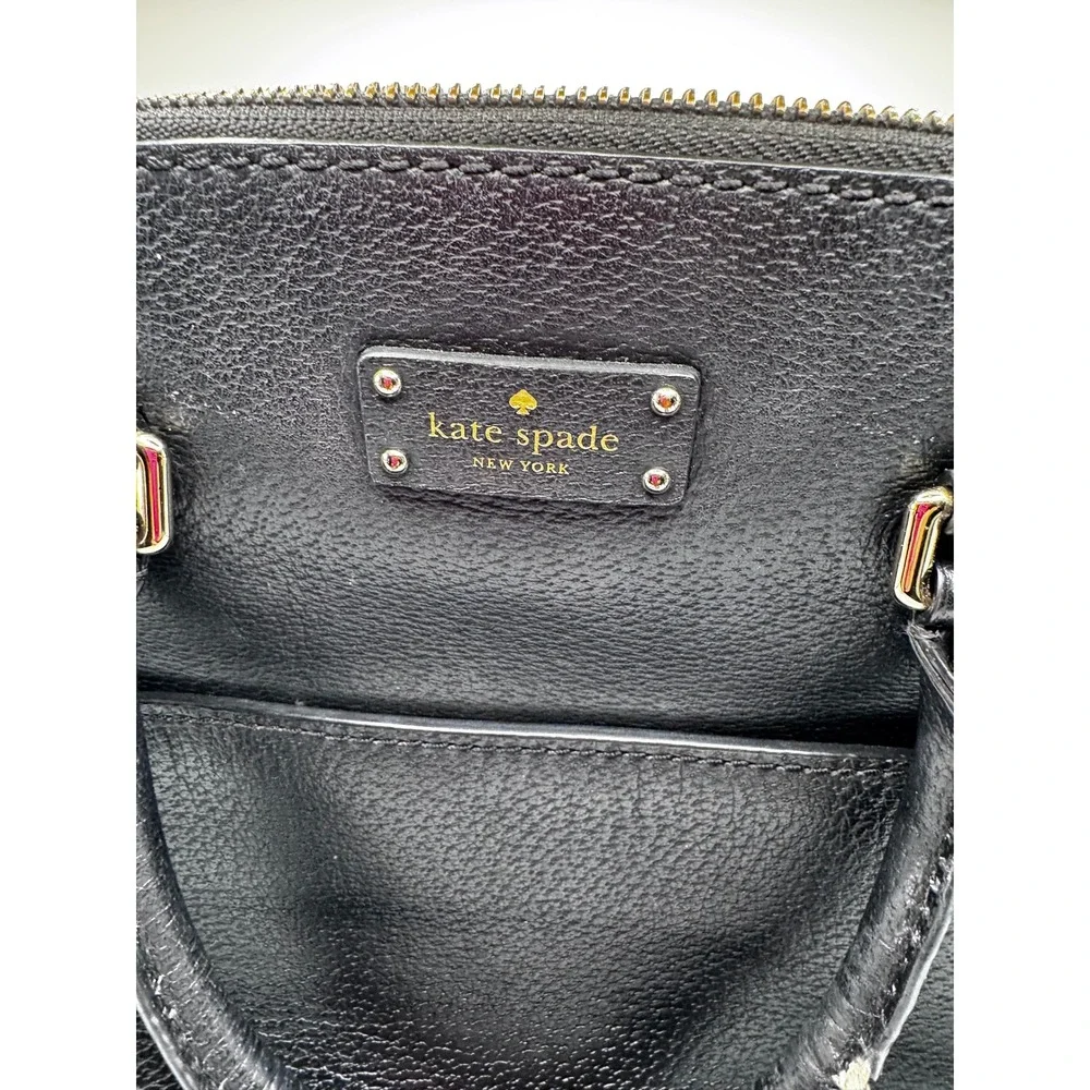 Kate Spade New York Black Leather Dome‎ Satchel Crossbody Bag Purse Handbag